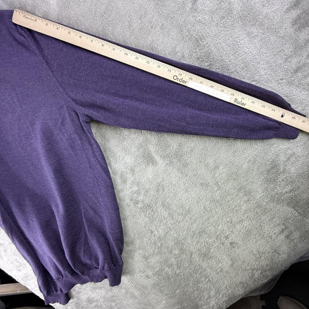 Saks Fifth Avenue Sweater Mens 3XL Purple Merino Wool Knit 1/4 Zip Pullover - Picture 8 of 13